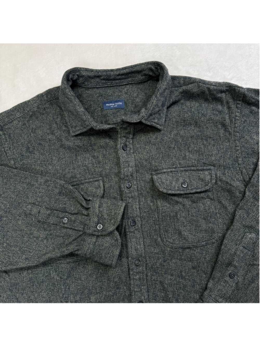 Men's Proper Cloth Dark Green‎ & Black Casual Button Down Shirt Medium